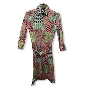 Talbots Flower Dress Button Down with Sash Size 4